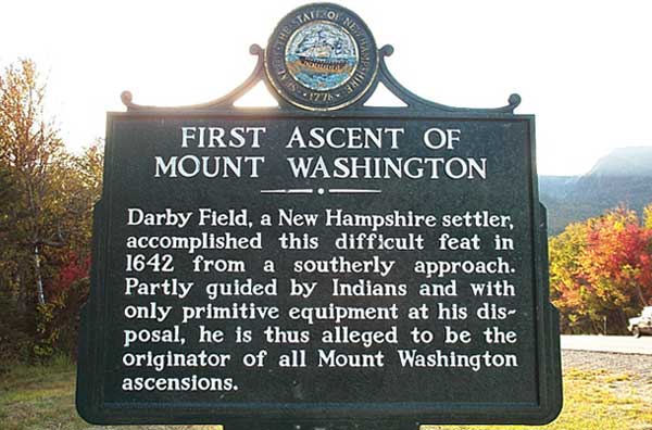 First ascent of Mt Washington by Darby Field