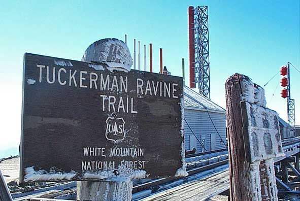 Rime Ice on Tuckerman Ravine sign
